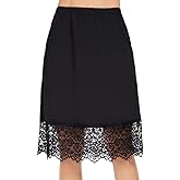 MANCYFIT Half Slips for Women Underskirt Dress Extender Lace Trim Knee Length Midi Skirt