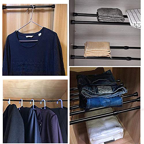 Tension Rods, 4 Pack Adjustable Spring Steel Cupboard Bars Tension
