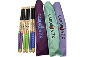 CardioStix 8.5oz Cardio Drum Sticks per set (1 PAIR WITH BAG) Bundle Weighted Double Grip w/Bag Premium American Hickory Wood | Drumming, Fitness (Paint Splash Surprise grip color w/bag)