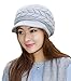 Womens Winter Beanie Hats Thick Warm Knitted Chunky Soft Slouchy Cap with Visor Brim,Grey