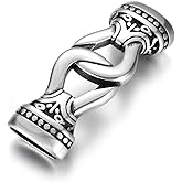 HALLEBEADS 2 Pcs Inseparable Clasps Viking Stainless Steel Leather Connectors for DIY Bracelet Findings Jewelry Making Supplies (Fit Hole Size 12x6mm, Style 1)