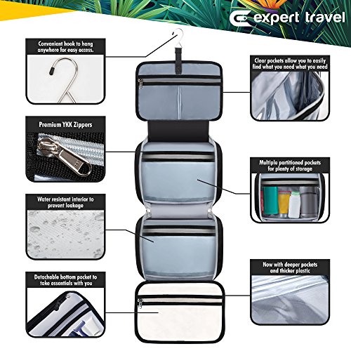 Hanging Travel Toiletry Bag for Men and Women | Makeup Bag | Cosmetic Bag | Bathroom and Shower Organizer Kit | Leak Proof | 2 Sizes - Large (34"x11") & XL Family Size (42"x13") 4 Hanging Travel Toiletry Bag for Men and Women | Makeup Bag | Cosmetic Bag | Bathroom and Shower Organizer Kit | Leak Proof | 2 Sizes - Large (34"x11") & XL Family Size (42"x13")