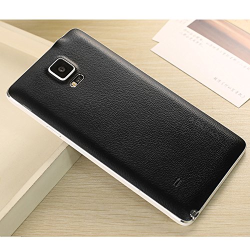 Galaxy Note 4 Back Cover, ANLEY Bubble Pack Series - [Leather Feel] [Original Fit] Back Battery Cover Plate Replacement for Samsung Galaxy Note4 (Black) + Free Ultra Clear Screen Protector Film