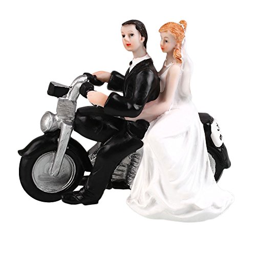 KICODE BigFamily Cake Topper Motorcycle Wedding Romantic for Wedding Engagement Bridal Shower Wedding Resin 5" X 4" X 4 - Thumbnail 6