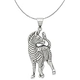 The Black Bow Sterling Silver Large Antiqued Zebra Necklace