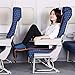 Travel Bread Airplane Footrest Hammock, Portable Travel Footrest with Inflatable Pillows, Adjustable Height Flight Carry-On Foot Rest Hammock Provides Relaxation & Comfort for Long Flights(Dark Blue)