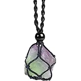 Anjiucc Natural Gemstone Crystal Pendant Necklace Stone Holder Necklace Cord Hand-Woven Necklace with Adjustable Length for Women Men