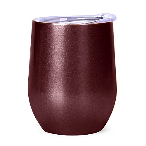 MASCOTKING 12 oz Wine Tumbler,Double Vacuum Insulated Wine Glass with Lids for Keeping Wine, Coffee, Drinks, Champagne, Cocktails-Valentine's Day Gifts