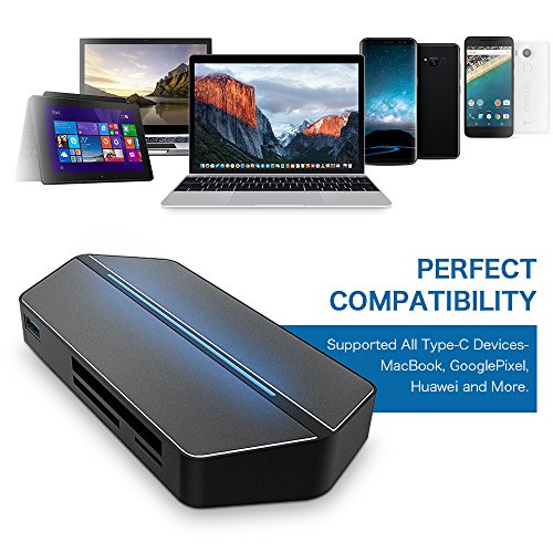 USB C Adapter, iCaber [8-In-1] USB-C Hub with USB Type-C 3.0 Hi-Speed Data Syncing, HDMI Port, SD/TF Card Reader for MacBook Pro/Google Pixel and More USB-C Devices (Space Gray)