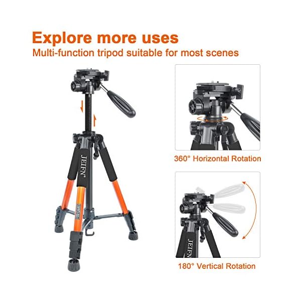 JEIFN Q111 Professionelle Aluminium Kamera Stativ Camcorder Stand mit Pan Kopfplatte für DSLR DV Videoständer Orange – Bild 6