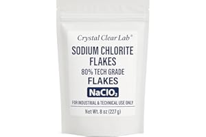 CRYSTALCLEARLAB CHLORINE DIOXIDE Crystal Clear Lab Sodium Chlorite 80% Flakes - 8oz Tech Grade Powder, 240g (1 Bag)