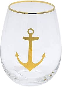 DEI Stemless Wine Glass, 3.66 x 3.66 x 4.72, Gold