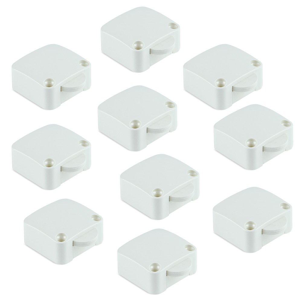 Emuca 5070915 Door Switch for Furniture 2 Positions On-Off, White, Set of 10 Piece