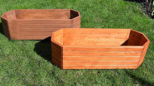NEU Pflanzkasten aus Holz TOP Pflanzkübel Garten Terrasse fertig montiert D12 Hellbraun (90 cm) – Bild 3
