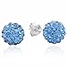 .925 Sterling Silver Blue Crystal Ball 8mm Stud Earrings