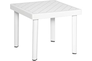 Outsunny 18" Outdoor Side Table, Plastic Outdoor Square Coffee Table, Waterproof End Table for Patio, Pool, Beach, Porch, Dec