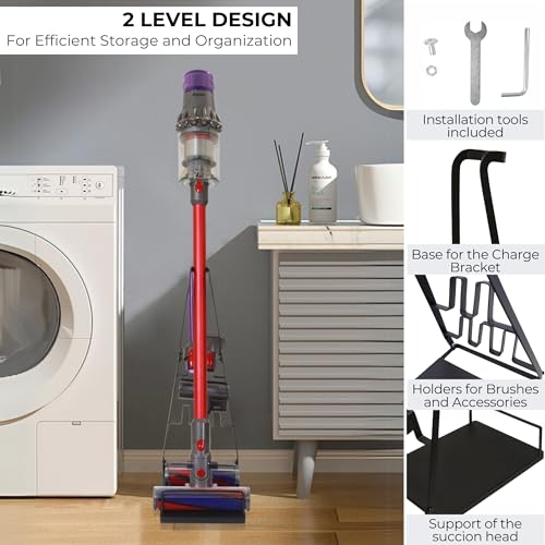 MAGIC SELECT Vacuum Cleaner Holder Compatible with Dyson V15 V6 V7 V8 V10 V11 Metal Floor Shelf Without Drilling Wall Vacuum Cleaner Storage Organizer Holder