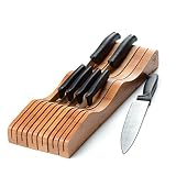 Bambusi In-Drawer Bamboo Knife Block - Design to Hold 10-15 Knives (Not Included) - Knife Storage Organizer Keep Knife's Blades Store Without Pointing Up