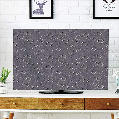 iPrint LCD TV Cover Lovely,Space,Surface of an Asteroid Planet Pattern with Huge Crater Spots and Circles Universe Theme,Dimgrey,Diversified Design Compatible 37" TV