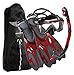 Phantom Aquatics Legendary Mask Fin Snorkel Set with Mesh Bag, Black/Red, Medium/Large (9-12)
