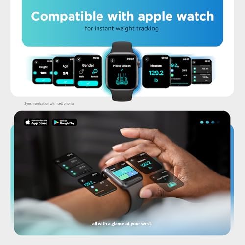 Bilancia Pesapersone Digitale Percentuale di Grasso 8 Elettrodi, Piattaforma Grande, Analizza 28 Elementi della Composizione Corporea, BMI, Bilancia Intelligente da Bagno Sync App, 180 kg