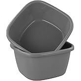 Yarebest 2-Pack Grey 18 Quart Dishpan Plastic Wash Basin Large Wash Tub