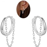 Chain Earrings for Women, Minimalist Small Dangle Chain Huggie Hoop Earrings for Women