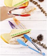ZHIYE 7 Inch Kitchen Tongs Set 4 Stainless Steel Non-Slip Locking Clip Cooking view 6