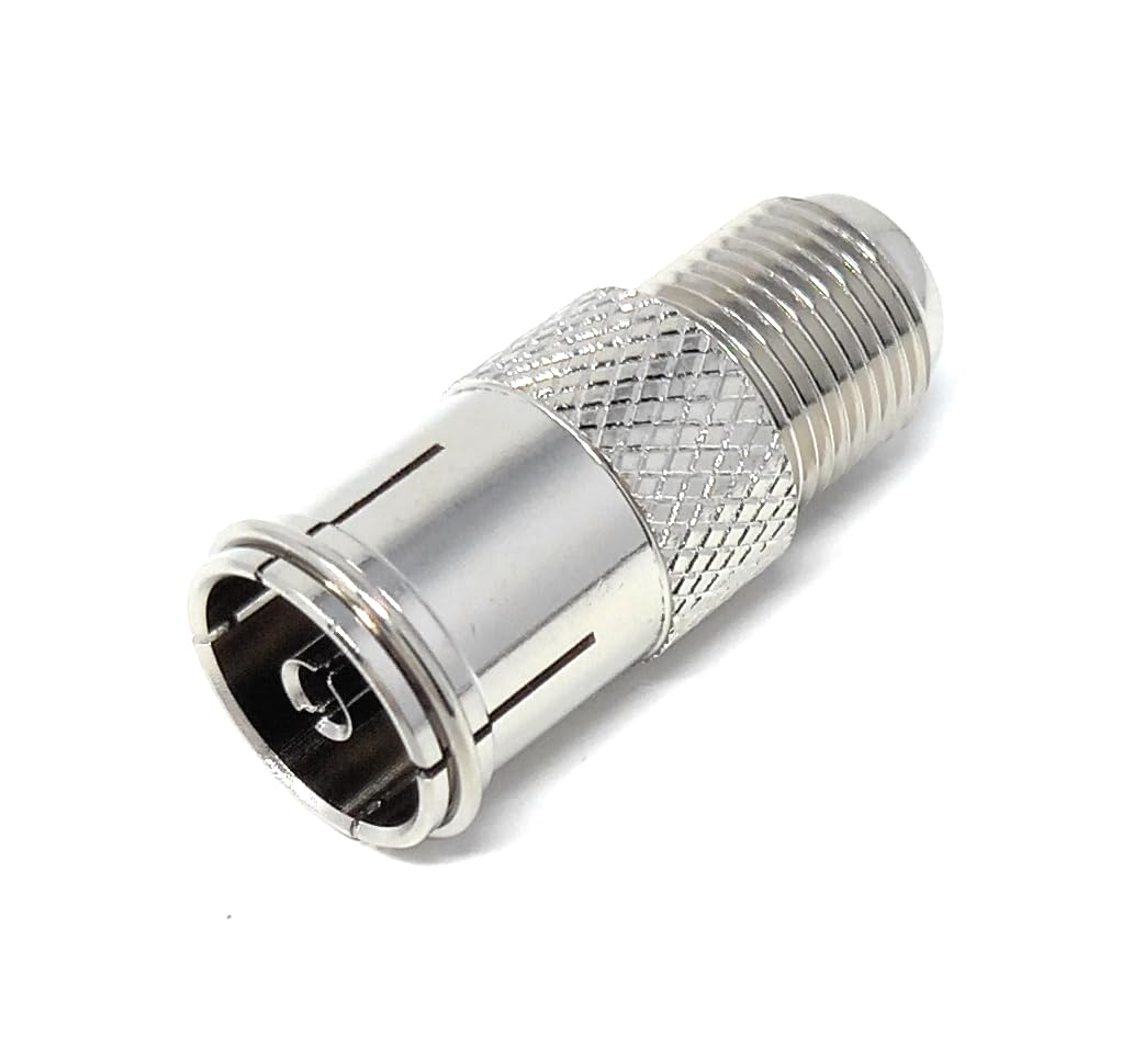 DRUT 1pcs. F Type Connector Socket to TV RF Socket Coax Aerial Antenna Female to Female Cable Adapter With Ridge (Silver)