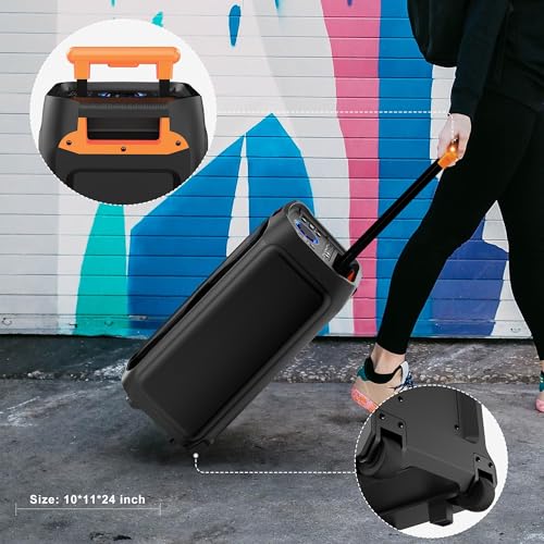 JYX Karaoke Machine for Adults with Dual 8" Subwoofer, 500W Bluetooth 5.3 Big Speaker with 2 UHF Wireless Microphones,DJ Lights PA System Suit TF/USB/AUX/TWS,Rolling Wheels Trolley for Outdoor Party