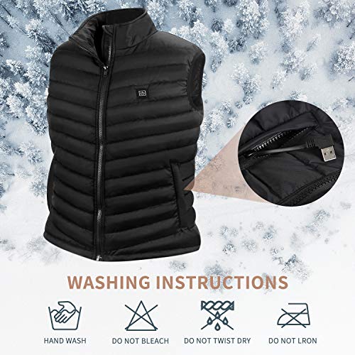 NUNEWARES 5V Heated Vest USB Charging Electric Lightweight Size Adjustable Heated Jacket for Men Women Outdoor Hiking Motorcycle Travel Fishing Golf (Battery Not Included) (Black, Large)