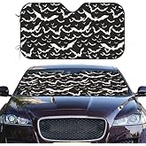 Halloween Cool Goth Gothic Bat Black and White Windshield Sun Shade Front Protector Folding Car Sun Visor Blocks Uv Rays Keeps Your Vehicle Cool