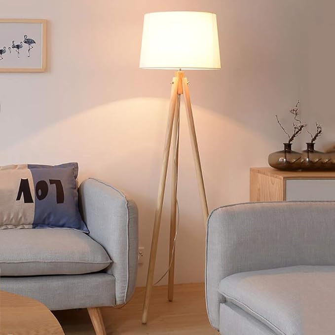 FGLDD Simple wooden floor lamp Living room creative study tripod floor