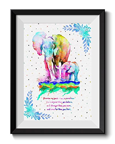Uhomate-Colorful-Baby-Elephant-Elephants-Art-African-Elephant-Home-Canvas-Prints-Wall-Art-Inspirational-Quotes-Wall-Decor-Living-Room-Bedroom-Bathroom-Artwork-C065-8X10