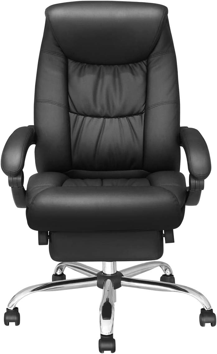 Duramont Reclining Leather Office Chair - High Back Executive Chair - Thick Seat Cushion - Ergonomic Adjustable Seat Height and Back Recline - Desk and Task Chair: Furniture & Decor