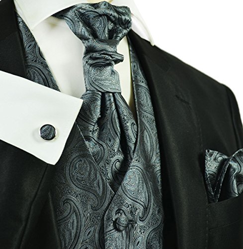 Paul malone gunmetal grey paisley wedding vest with tie…
