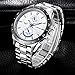 LONGBO Men's Unique Big Face Dial Analog Quartz Business Watch Military Waterproof Stainless Steel Band Wrist Watch Special Blue Hands Decorative Chrono Eyes Sport Watches for Man White