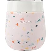 W&P Porter Insulated Glass 11 oz | No Metallic Aftertaste Ceramic Coated for Beer, Wine, Cocktails, Coffee, & Tea | Wide Mouth Vacuum Insulated | Dishwasher Safe, Blush Terrazzo