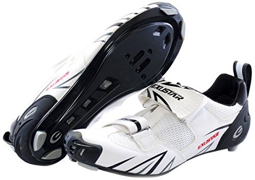 Exustar E-ST951 Triathlon Shoe, White, 42 Euro/8.5 US