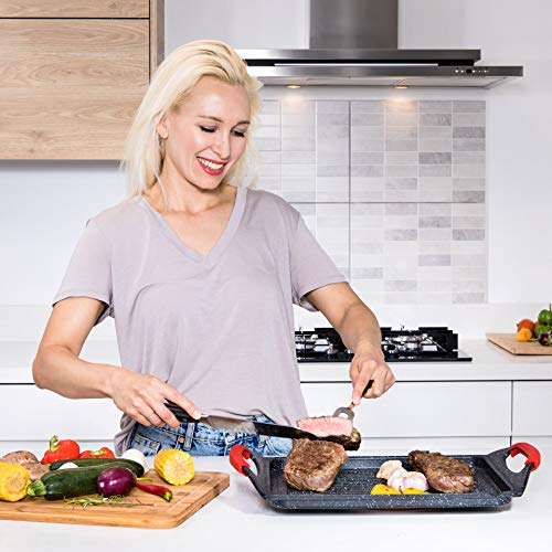 Moss & Stone Griddle Aluminum BBQ Square Grill Pan,Aluminum Nonstick