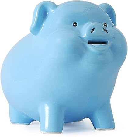 Amazon 猪の世界 貯金箱 あけられない 豚 500円玉 札 硬貨 誕生日プレゼント 青 貯金箱 おもちゃ