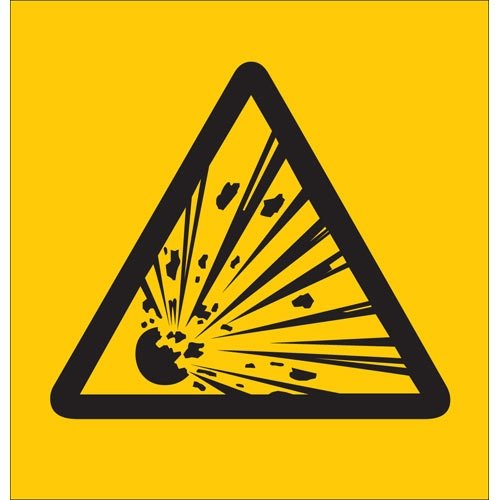 Brady 58592, 1.5" x 1.5" Vinyl Explosive Symbol Label, Black on Yellow, 50 Cards of 9 Labels