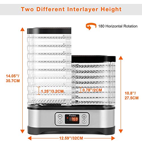 Food Dehydrator Machine - Jerky Dehydrators with 8 Trays, Digital Timer and Temperature Control,(BPA Free, 400Watt)