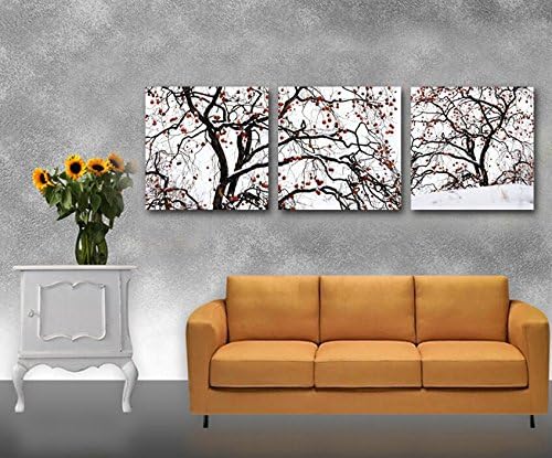 yozhohoo Flower Canvas Prints 3 Panels Plum Blossom Black And White Canvas Art Modern Wall Art Decorations on Canvas Home Decor Unframed