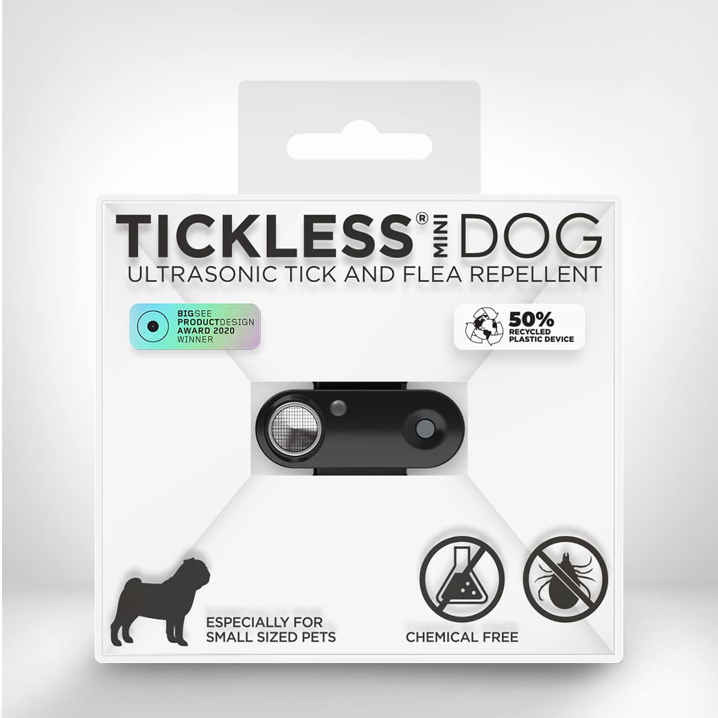 Tickless Mini Dog - Chemical Free, Ultrasonic, Natural Flea & Tick Repellent for Dogs - Black