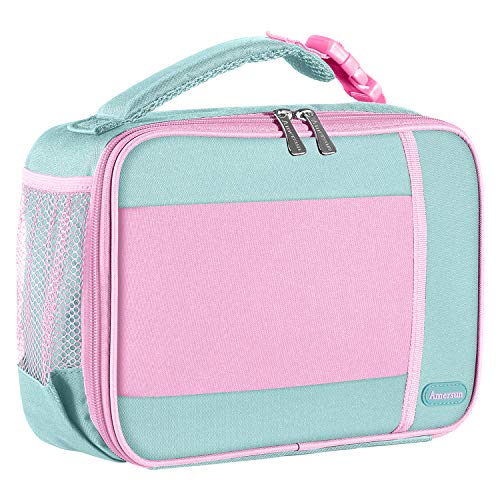 Amersun Kids Lunch Box with Supper Padded Inner Keep Food Cold Warm for Longer Time, Leak-proof Solid Insulated School Lunch Bag with Multi-Pocket for Teen Boys Girls,CPC Certified Blue Pink