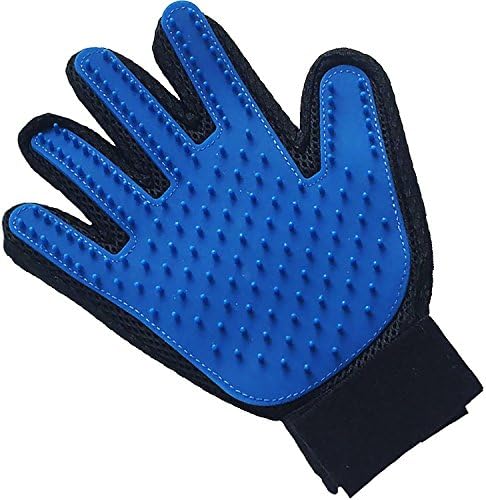 Deshedding Glove Brush for Dog and Cat, True Touch, Professional Pets Grooming Tools, Long or Short Hair Remover, Dogs, Cats, Horses, Bunnies, Pet Massage, Bathing, Brushing, Greate Pet Gift (blue)