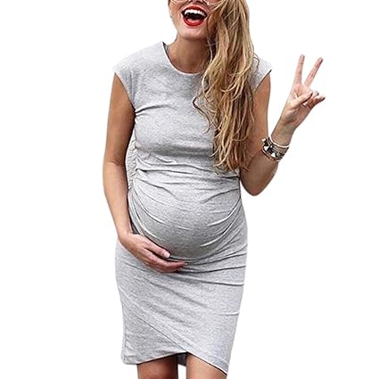 Kentop Femme Maternité Robe De Grossesse Moulante Froncée