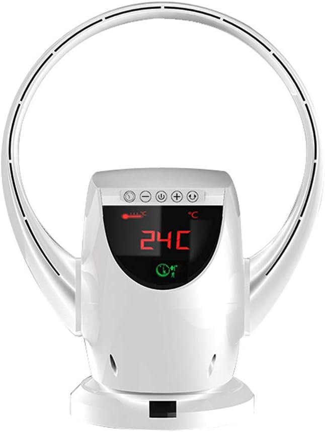 WAOBE Bladeless Fan, With Remote Control Mute Wall-Mounted Household Wind-Free Leaf Electric Fan With Shaking Head, Wall Mounted Desk Top Floor Down Fan,White