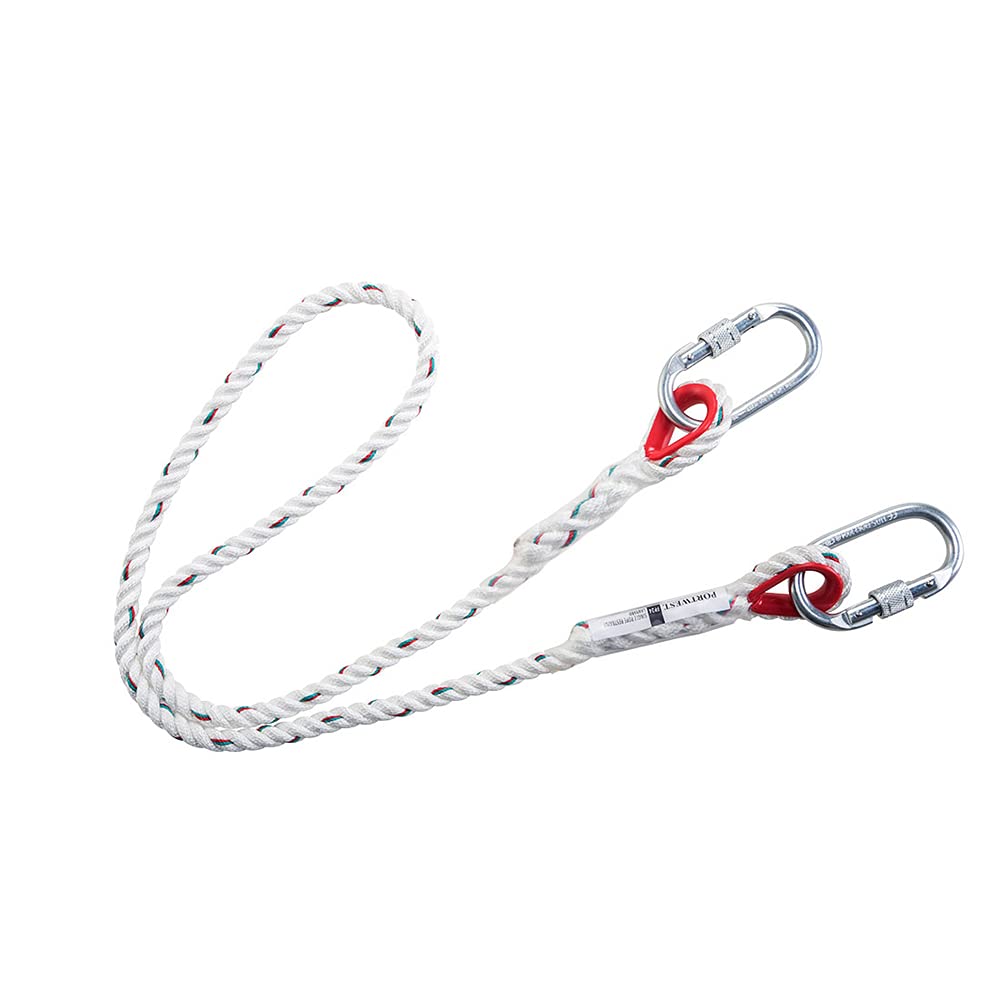 Portwest Single Rope Restraint Lanyard, Size: One Size, Colour: White, FP24WHR